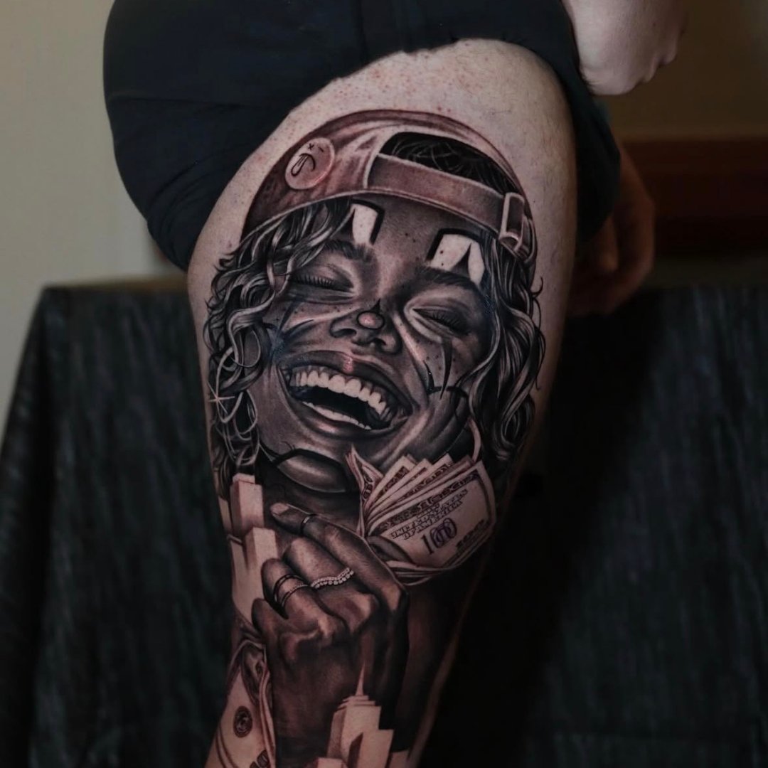 Powerful portrait expressing joy and success - Chicano style by Keila Soto